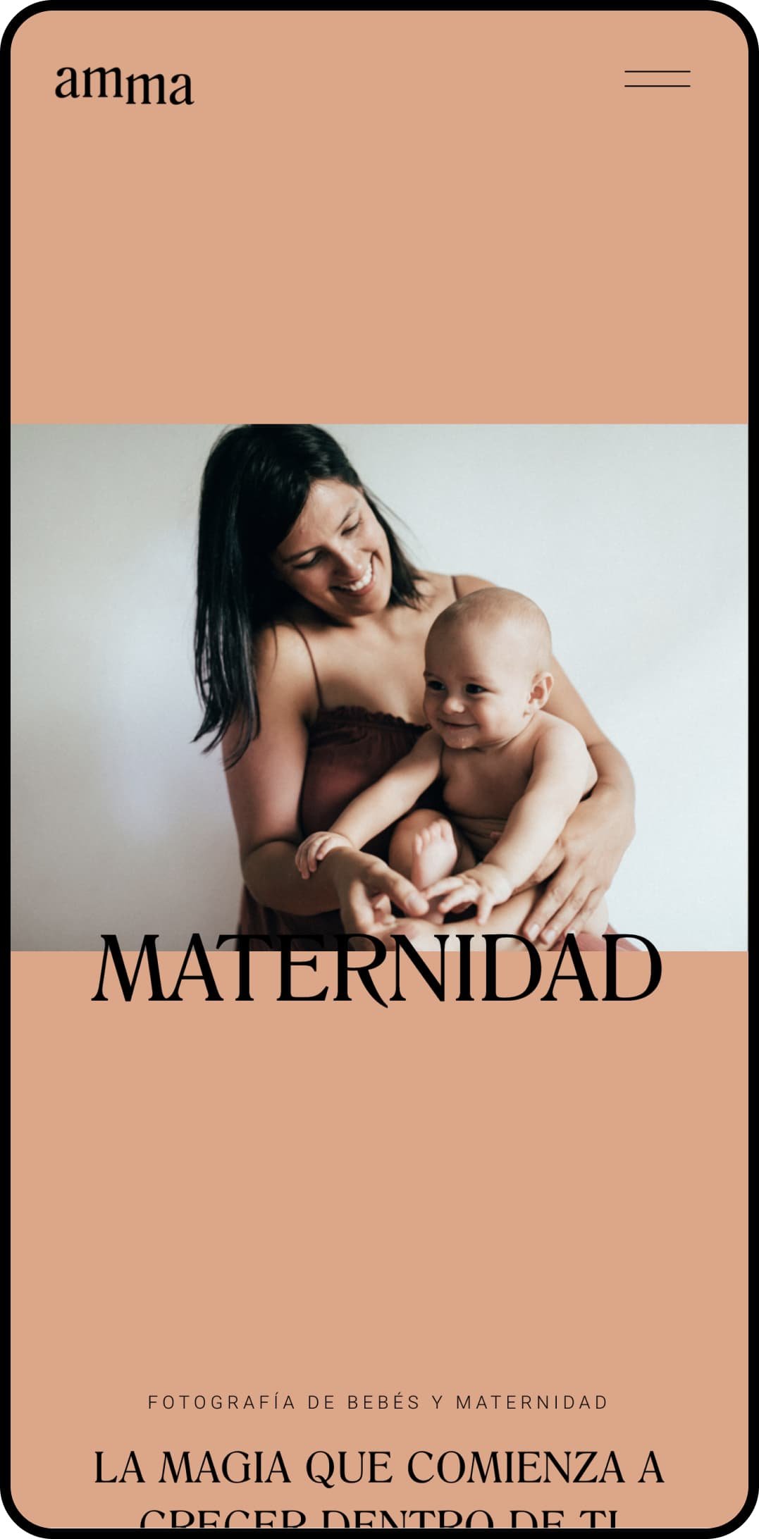 landing page de fotografía de embarazo y maternidad de la página web de amaia maguregui