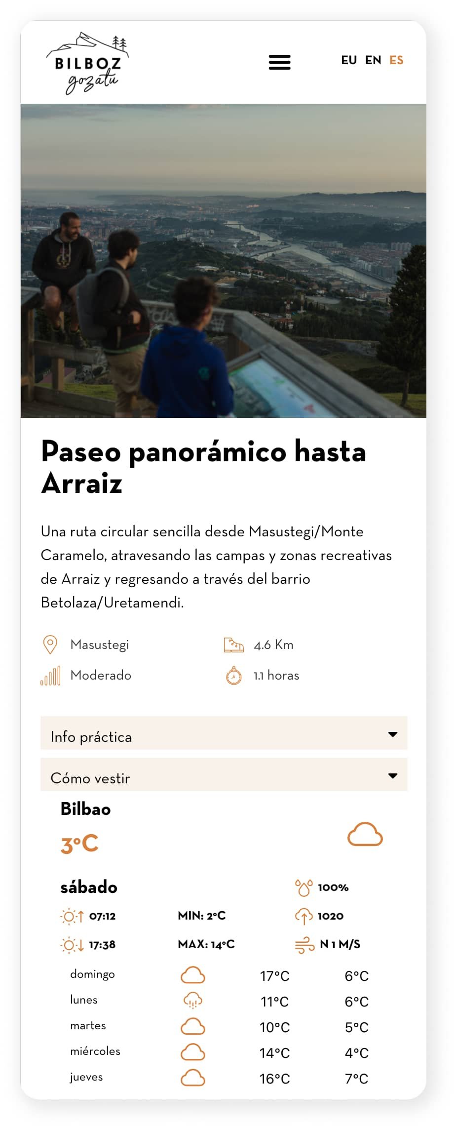 diseño página web en vista móvil del proyecto bilboz gozatu bilbao