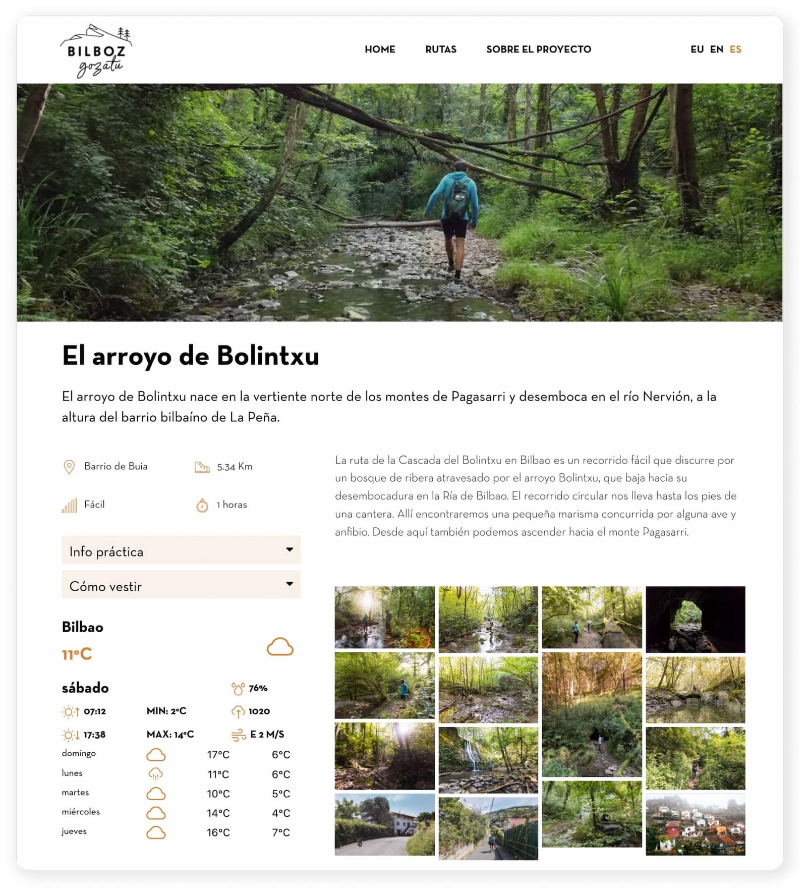 diseño de página web sección ruta por bilbao bilboz gozatu