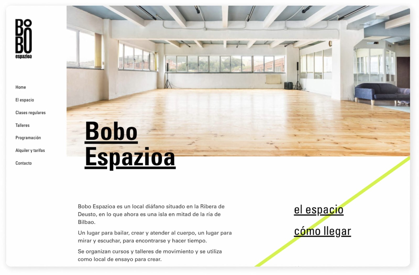 vista escritorio de página web bobo espazioa en La Ribera de Deusto Bilbao