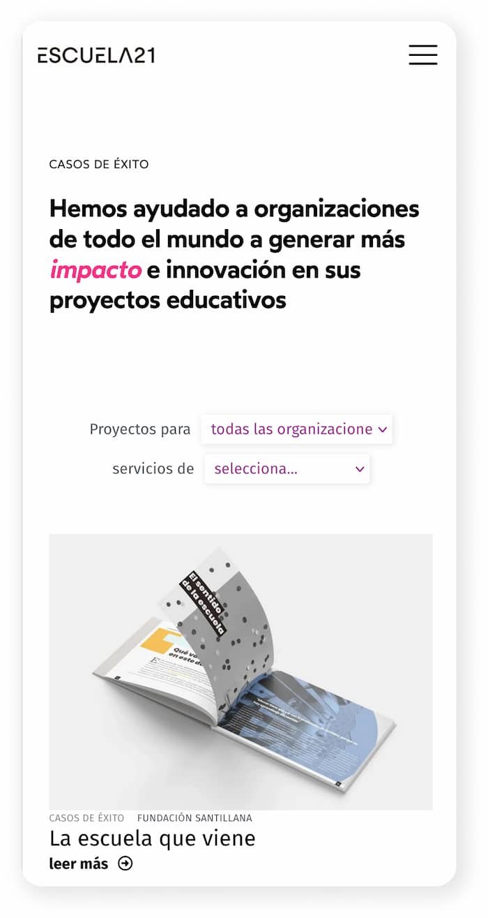 página casos de éxito vista escritorio de escuela21 escuelas educación y tecnología educativa