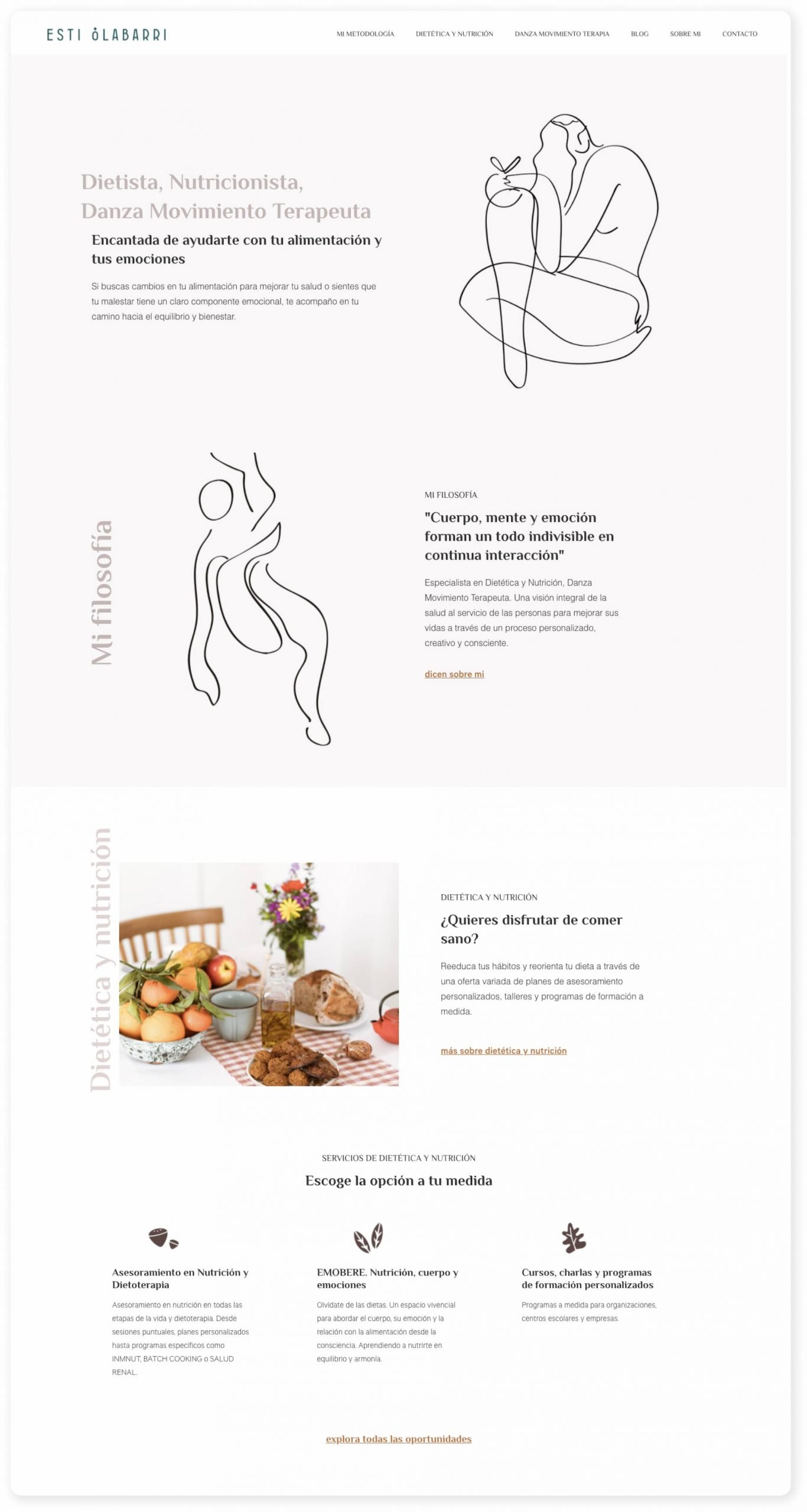 diseño de página web home de esti olabarri dietista y nutricionista