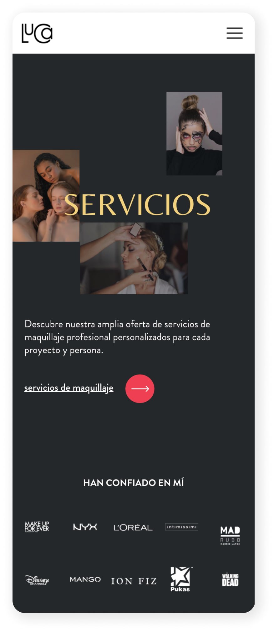 página web de servicios de vista móvil de lucia camarena luca bilbao