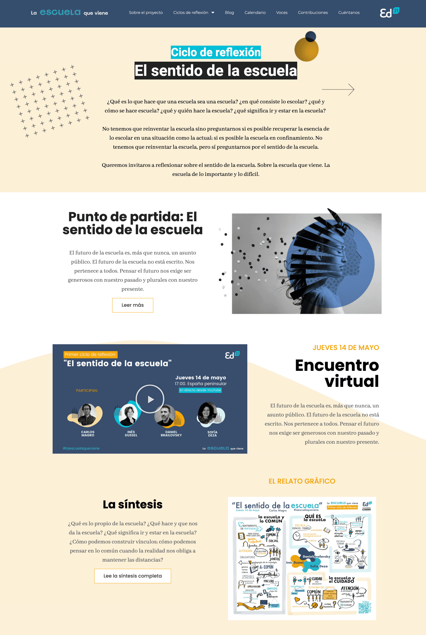 Diseño y desarrollo web de La Escuela que viene para Fundación Santillana