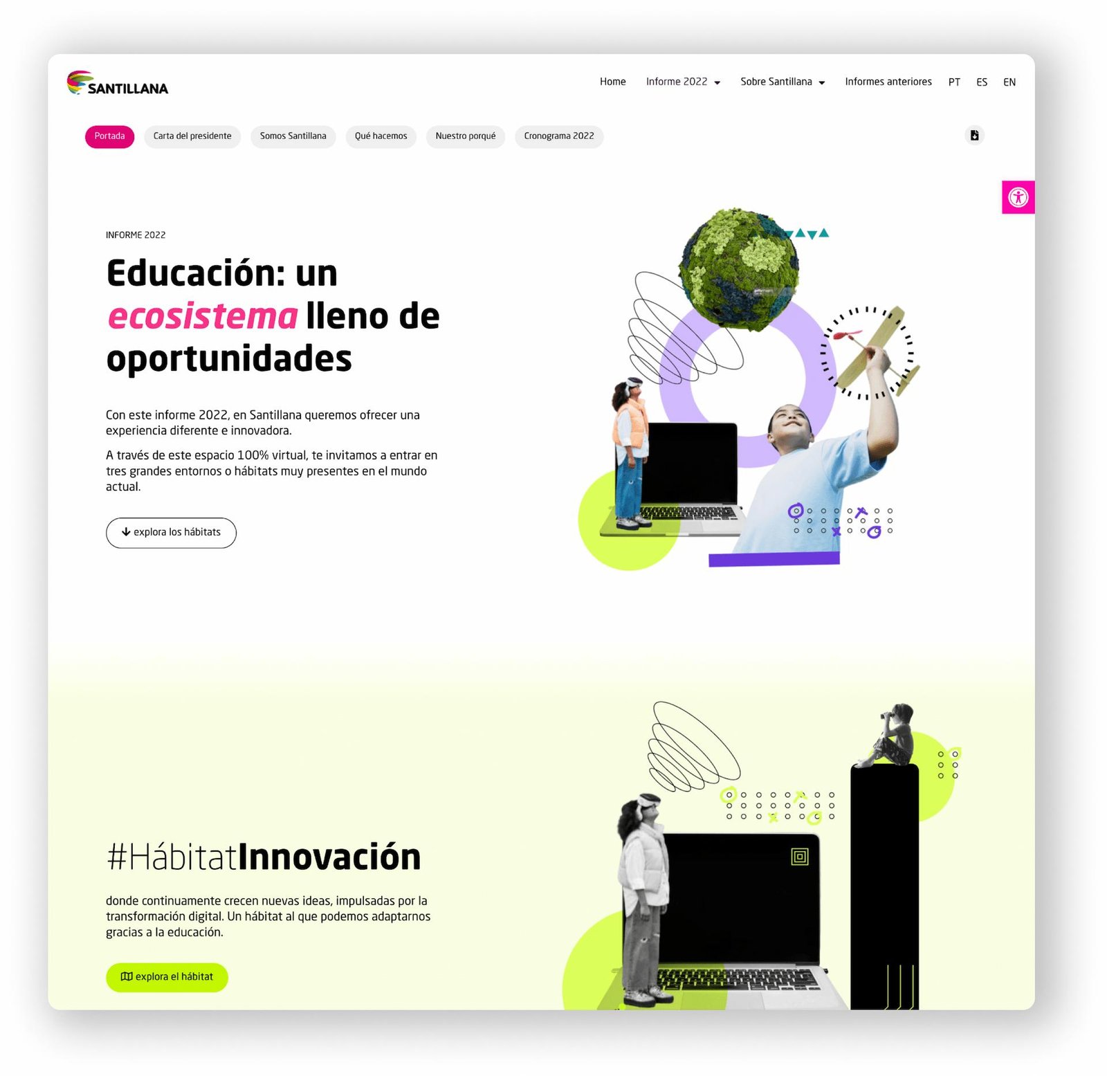 santillana diseño web landing page memoria de sostenibilidad